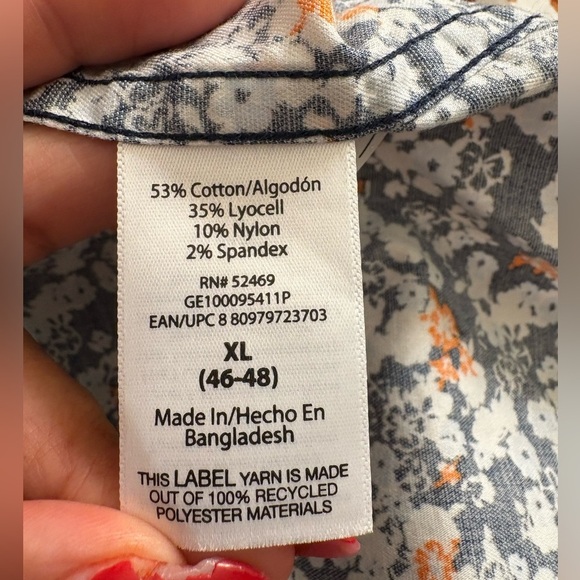 George Floral Classic Fit Shirt - Dark Blue, Orange, White - Picture 5 of 6